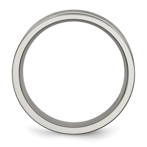 Chisel Titanium Polished Black Enamel Grooved 8mm Flat Band