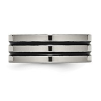 Chisel Titanium Polished Black Enamel Grooved 8mm Flat Band view 3