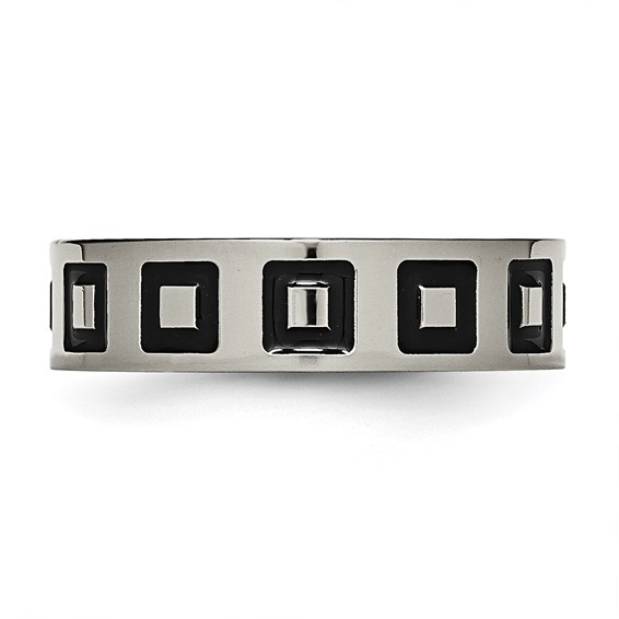 Titanium Polished Black Enamel Squares 6mm Flat Band