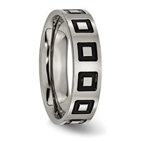 Titanium Polished Black Enamel Squares 6mm Flat Band view 4