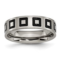 Titanium Polished Black Enamel Squares 6mm Flat Band view 1