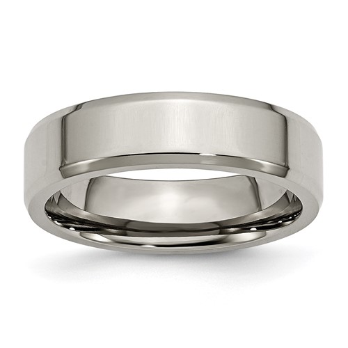 Chisel Titanium Polished 6mm Beveled Edge Band