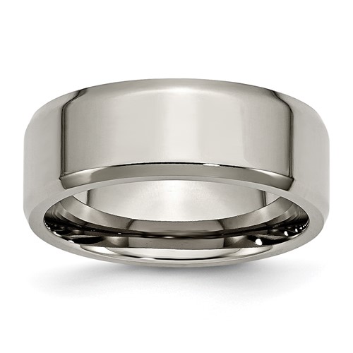 Chisel Titanium Polished 8mm Beveled Edge Band