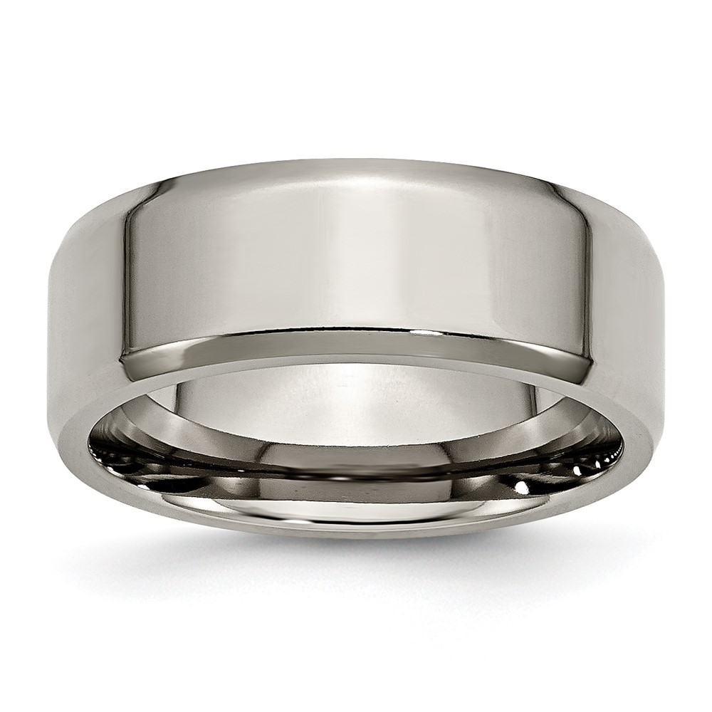 Titanium Polished 8mm Beveled Edge Band