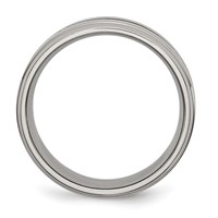 Chisel Titanium Brushed and Polished 8mm Grooved Ridged Edge Band view 2