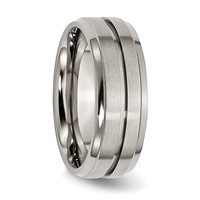 Chisel Titanium Brushed and Polished 8mm Grooved Ridged Edge Band view 4