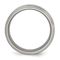 Chisel Titanium Brushed Center 8mm Double Step Ridged Edge Band view 2