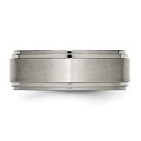 Chisel Titanium Brushed Center 8mm Double Step Ridged Edge Band view 2