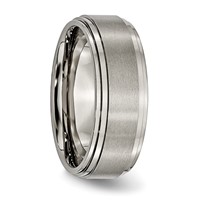 Chisel Titanium Brushed Center 8mm Double Step Ridged Edge Band view 5
