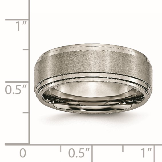 Chisel Titanium Brushed Center 8mm Double Step Ridged Edge Band