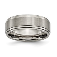 Chisel Titanium Brushed Center 8mm Double Step Ridged Edge Band view 1