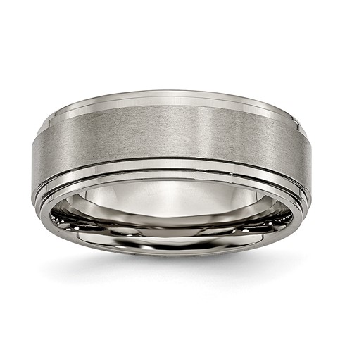 Chisel Titanium Brushed Center 8mm Double Step Ridged Edge Band