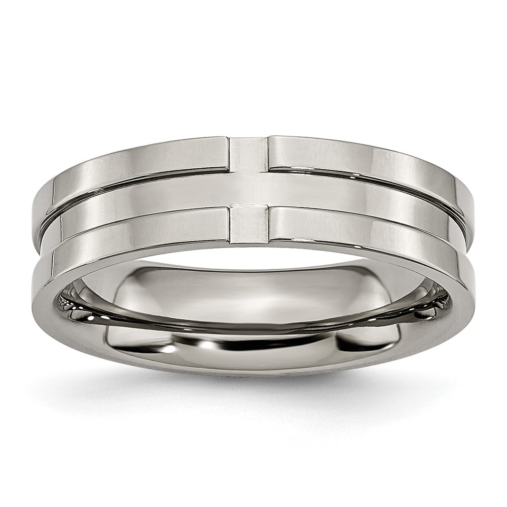 Titanium Polished 6mm Grooved Band
