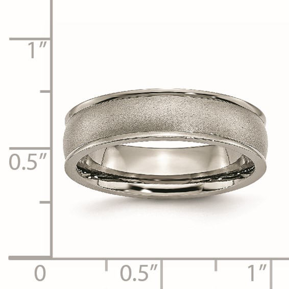 Chisel Titanium Brushed Center 6mm Ridged Edge Band