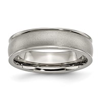 Chisel Titanium Brushed Center 6mm Ridged Edge Band view 1