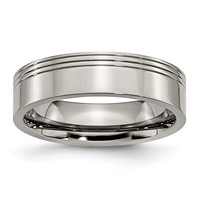 Titanium Grooved 6mm Polished Band view 1