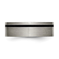 Titanium Brushed Band with Black Rubber 7mm Flat view 3