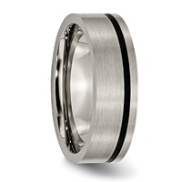 Titanium Brushed Band with Black Rubber 7mm Flat view 4