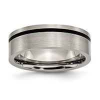 Titanium Brushed Band with Black Rubber 7mm Flat view 1