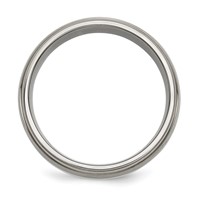 Chisel Titanium Brushed and Polished Band with Sterling Silver Inlay 8mm Ridged Edge view 2