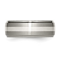 Chisel Titanium Brushed and Polished Band with Sterling Silver Inlay 8mm Ridged Edge view 3
