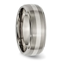 Chisel Titanium Brushed and Polished Band with Sterling Silver Inlay 8mm Ridged Edge view 4