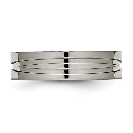 Chisel Titanium Polished X-Design 6mm Grooved Flat Band