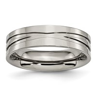 Titanium Polished 6mm Grooved Band view 1