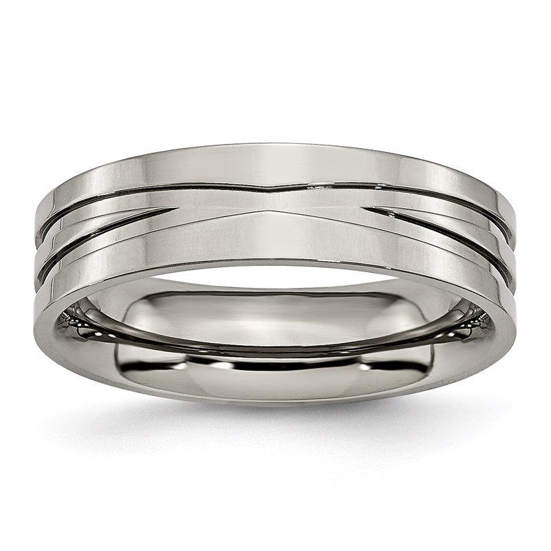 Titanium Polished 6mm Grooved Band