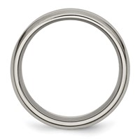 Chisel Titanium Brushed and Polished 8mm Grooved Beveled Edge Band view 2