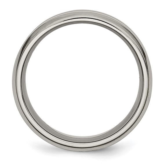 Chisel Titanium Brushed and Polished 8mm Grooved Beveled Edge Band