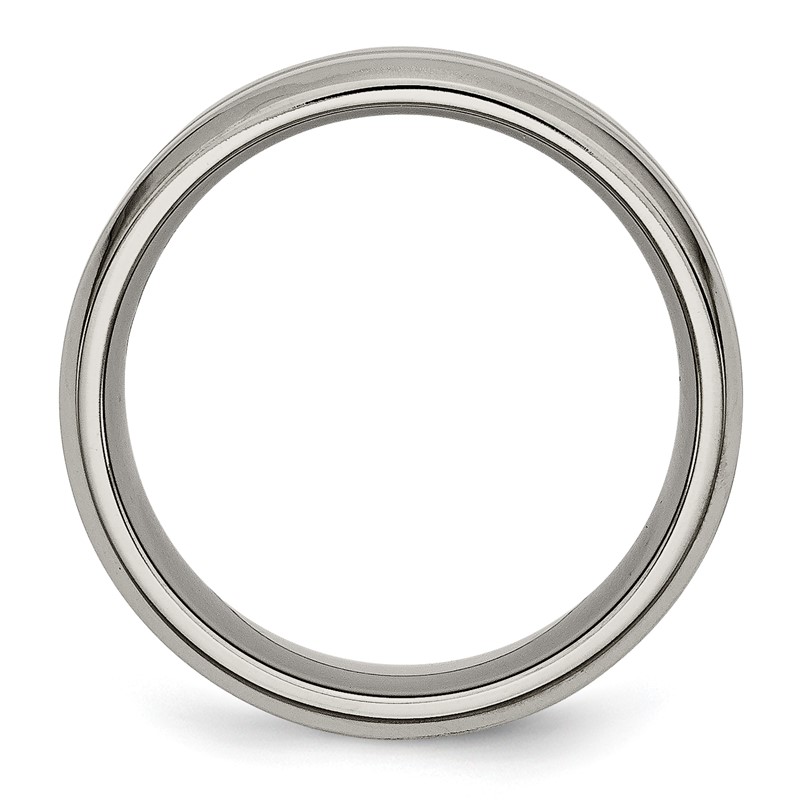 Chisel Titanium Brushed and Polished 8mm Grooved Beveled Edge Band