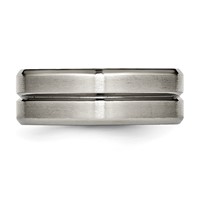 Chisel Titanium Brushed and Polished 8mm Grooved Beveled Edge Band view 3