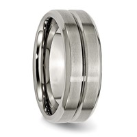 Chisel Titanium Brushed and Polished 8mm Grooved Beveled Edge Band view 4