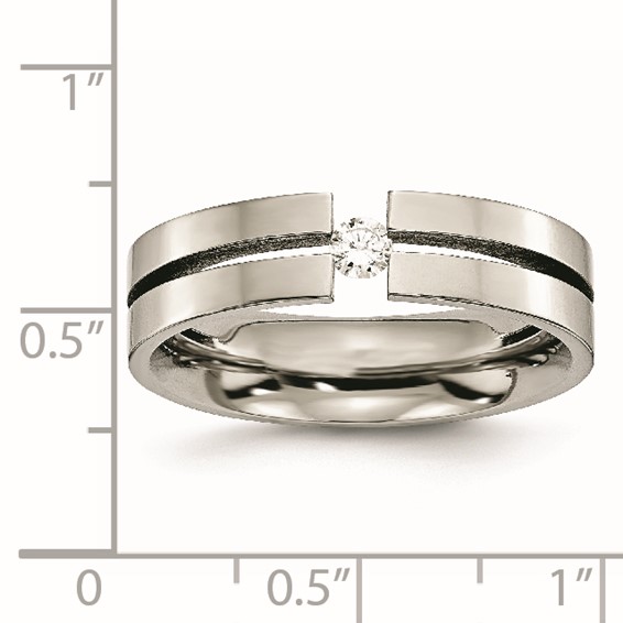 Titanium Polished 1/10ct Diamond 6mm Band