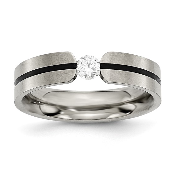 Titanium Brushed Black IP-plated 1/2ct Diamond 6mm Band