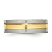Chisel Titanium Polished Yellow IP-plated 7mm Grooved Band view 3