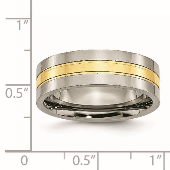 Chisel Titanium Polished Yellow IP-plated 7mm Grooved Band