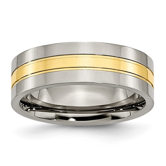 Chisel Titanium Polished Yellow IP-plated 7mm Grooved Band