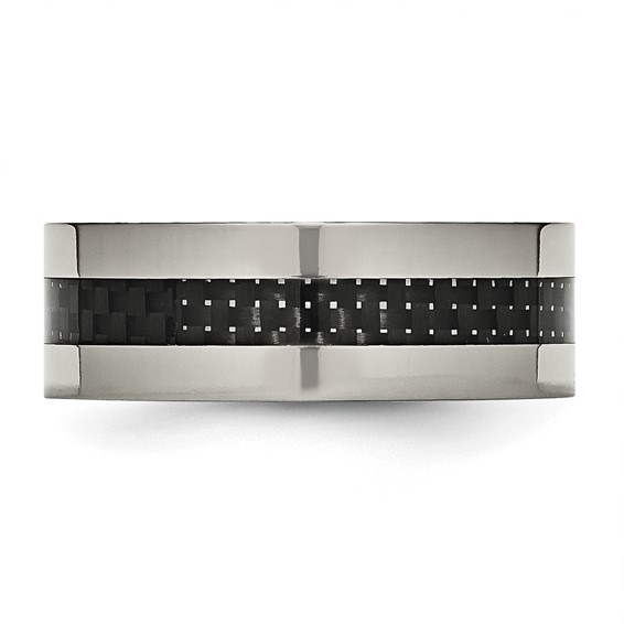 Chisel Titanium Polished with Black Carbon Fiber Inlay Flat 8mm Band