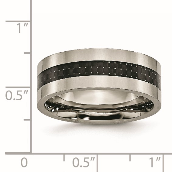 Chisel Titanium Polished with Black Carbon Fiber Inlay Flat 8mm Band