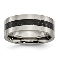 Chisel Titanium Polished Band with Black Carbon Fiber Inlay Flat 8mm view 1