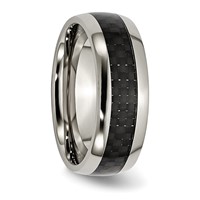 Chisel Titanium Polished Band with Black Carbon Fiber Inlay 8mm view 4