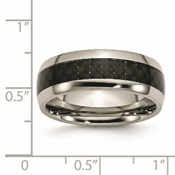 Chisel Titanium Polished with Black Carbon Fiber Inlay 8mm Band
