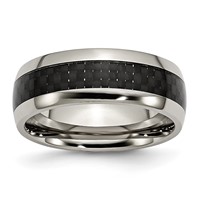 Chisel Titanium Polished Band with Black Carbon Fiber Inlay 8mm view 1