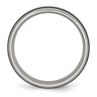 Chisel Titanium Antiqued Band with Brushed Center Sterling Silver Inlay 6mm Grooved view 2