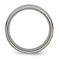 Chisel Titanium Brushed and Polished 8mm Grooved Flat Band view 2