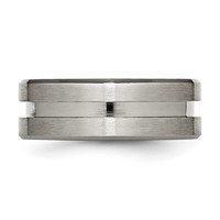 Chisel Titanium Brushed and Polished 8mm Grooved Flat Band view 3