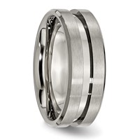 Chisel Titanium Brushed and Polished 8mm Grooved Flat Band view 4
