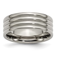 Titanium Grooved 8mm Polished Band view 1